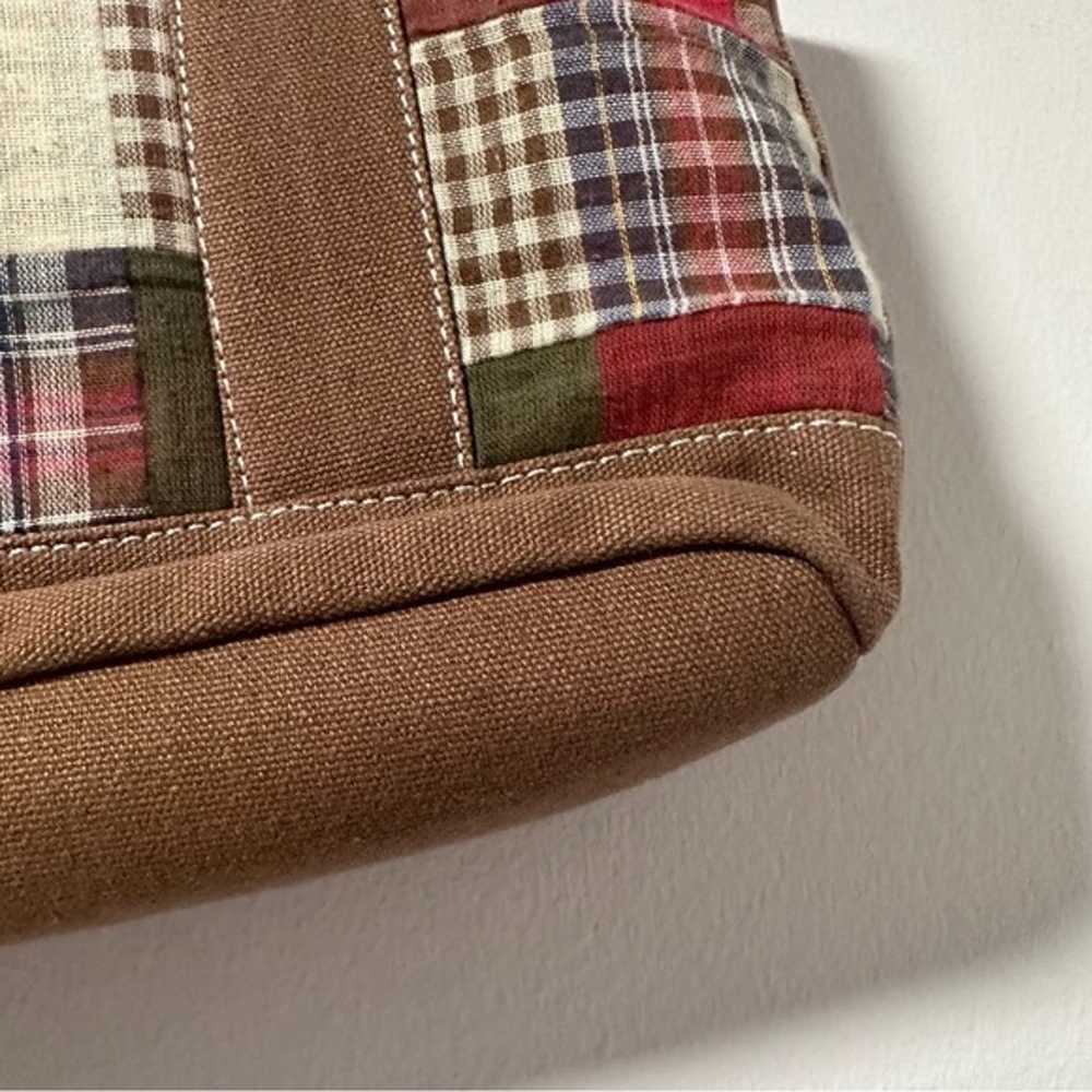 Vintage Y2K Plaid Woven Brown Red Mixed Media Sho… - image 10