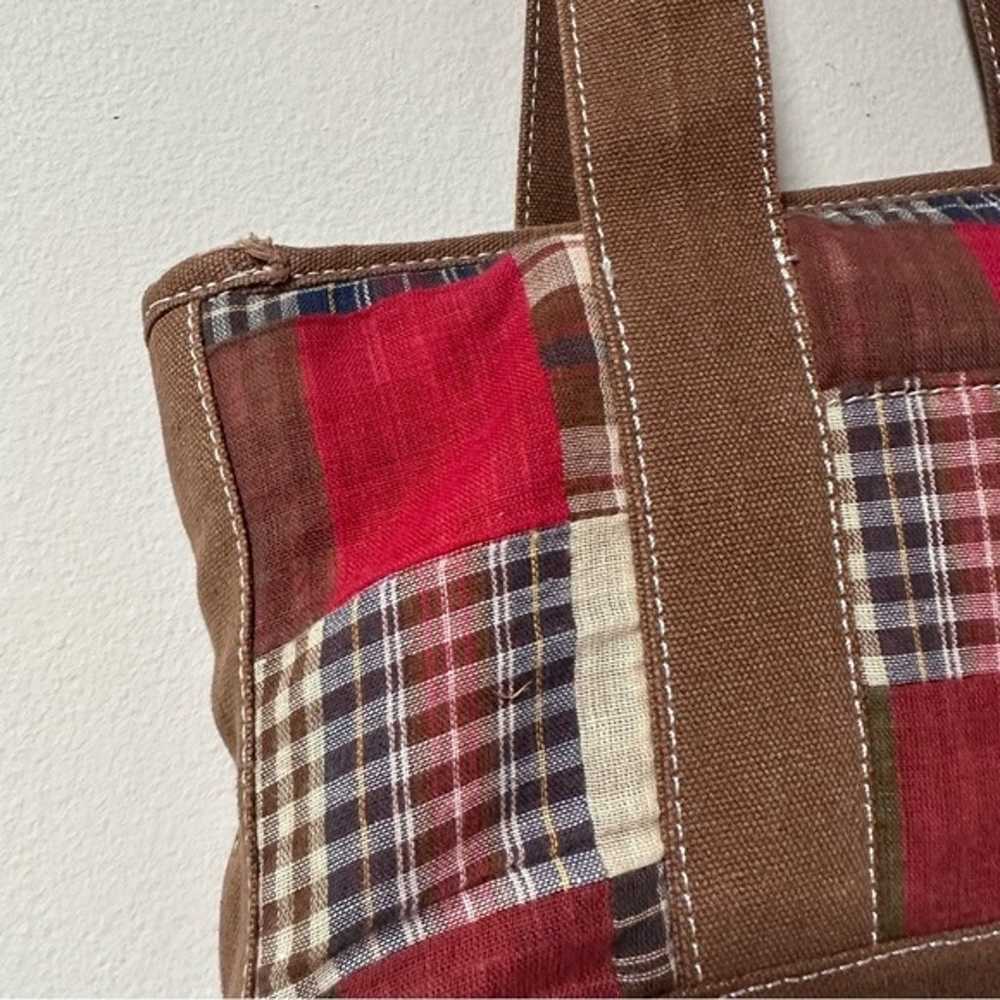 Vintage Y2K Plaid Woven Brown Red Mixed Media Sho… - image 4