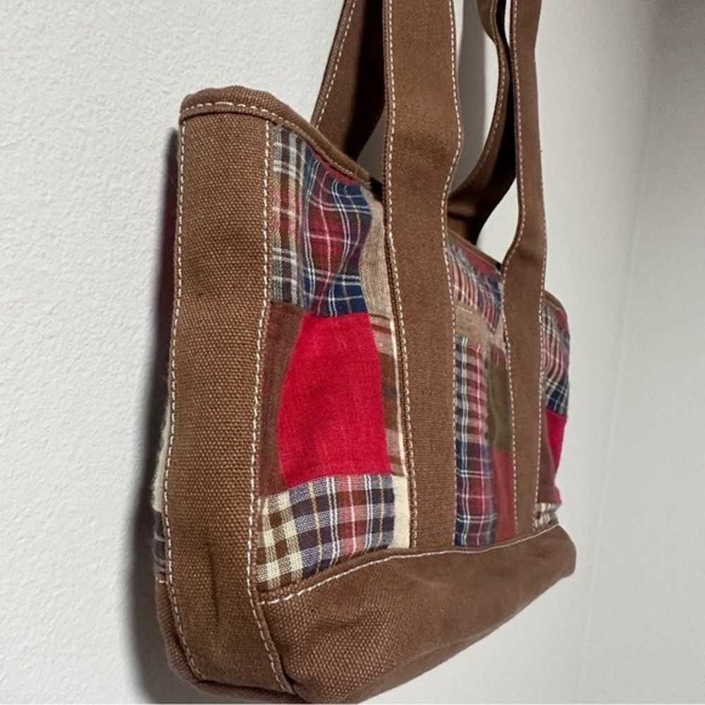 Vintage Y2K Plaid Woven Brown Red Mixed Media Sho… - image 6