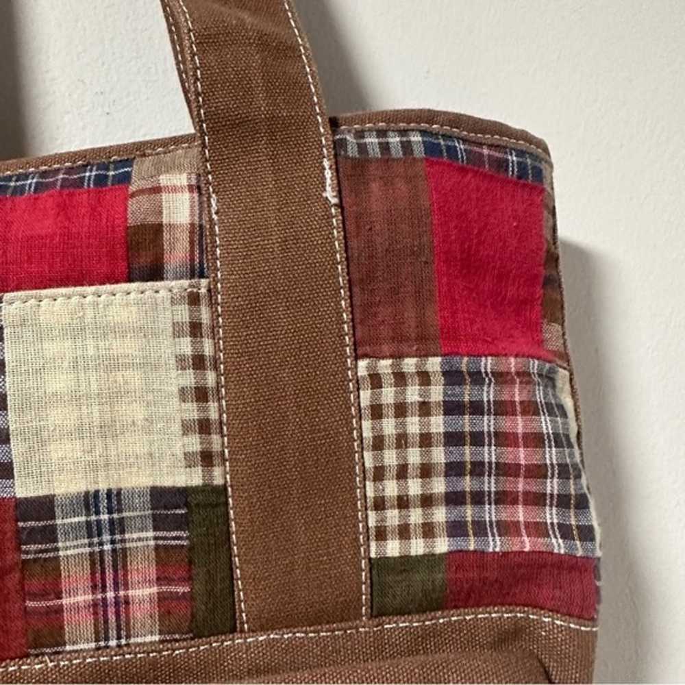 Vintage Y2K Plaid Woven Brown Red Mixed Media Sho… - image 8