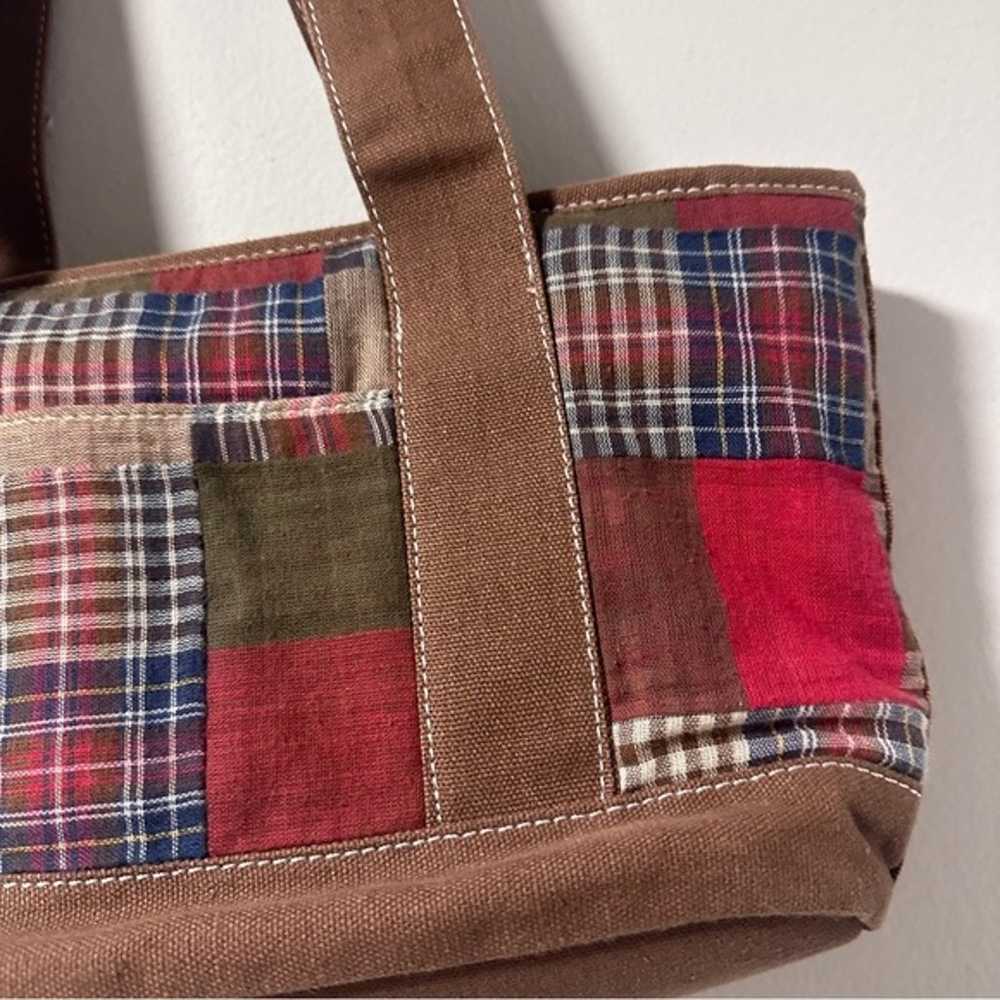 Vintage Y2K Plaid Woven Brown Red Mixed Media Sho… - image 9