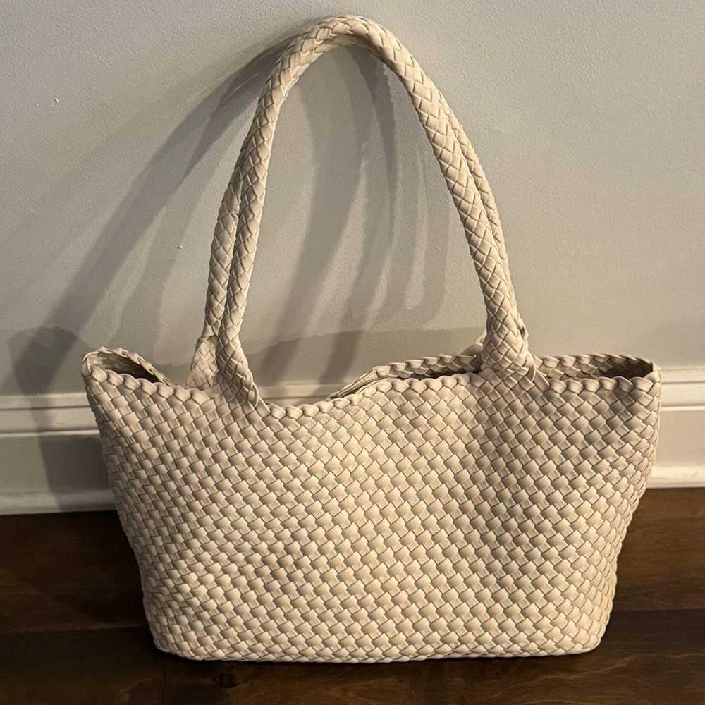 BCBG Woven Large Tote Bag & Pouch Set - image 3