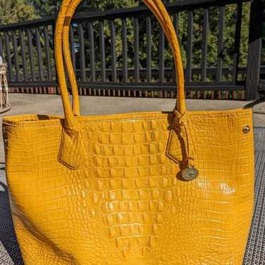 Brahmin Large Bailee YELLOW Crocodile Embossed Tot