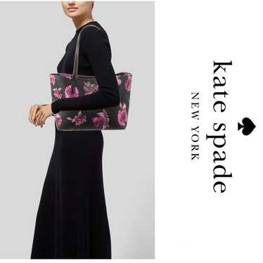 Kate Spade Black Floral Print Hawthorne Lane Ryan… - image 1