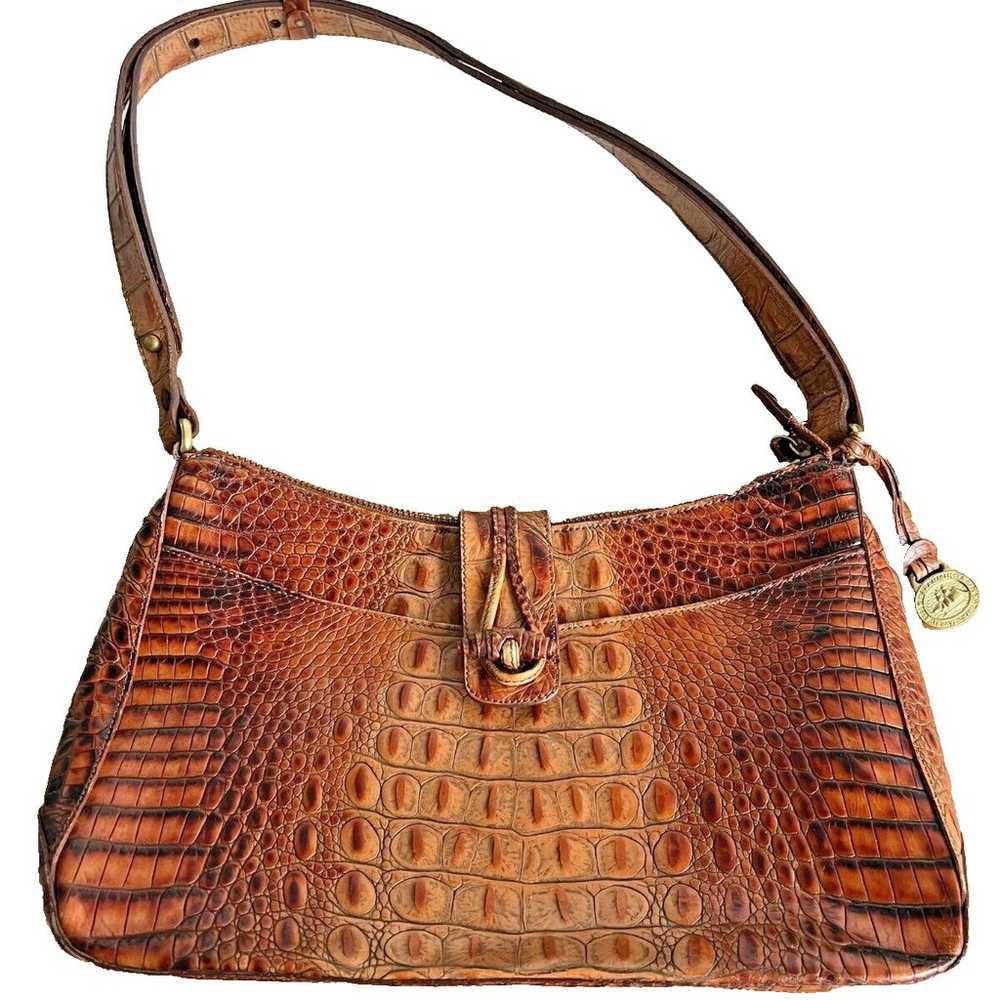 Brahmin Isabelle BROWN OMBRE Crocodile Embossed L… - image 1