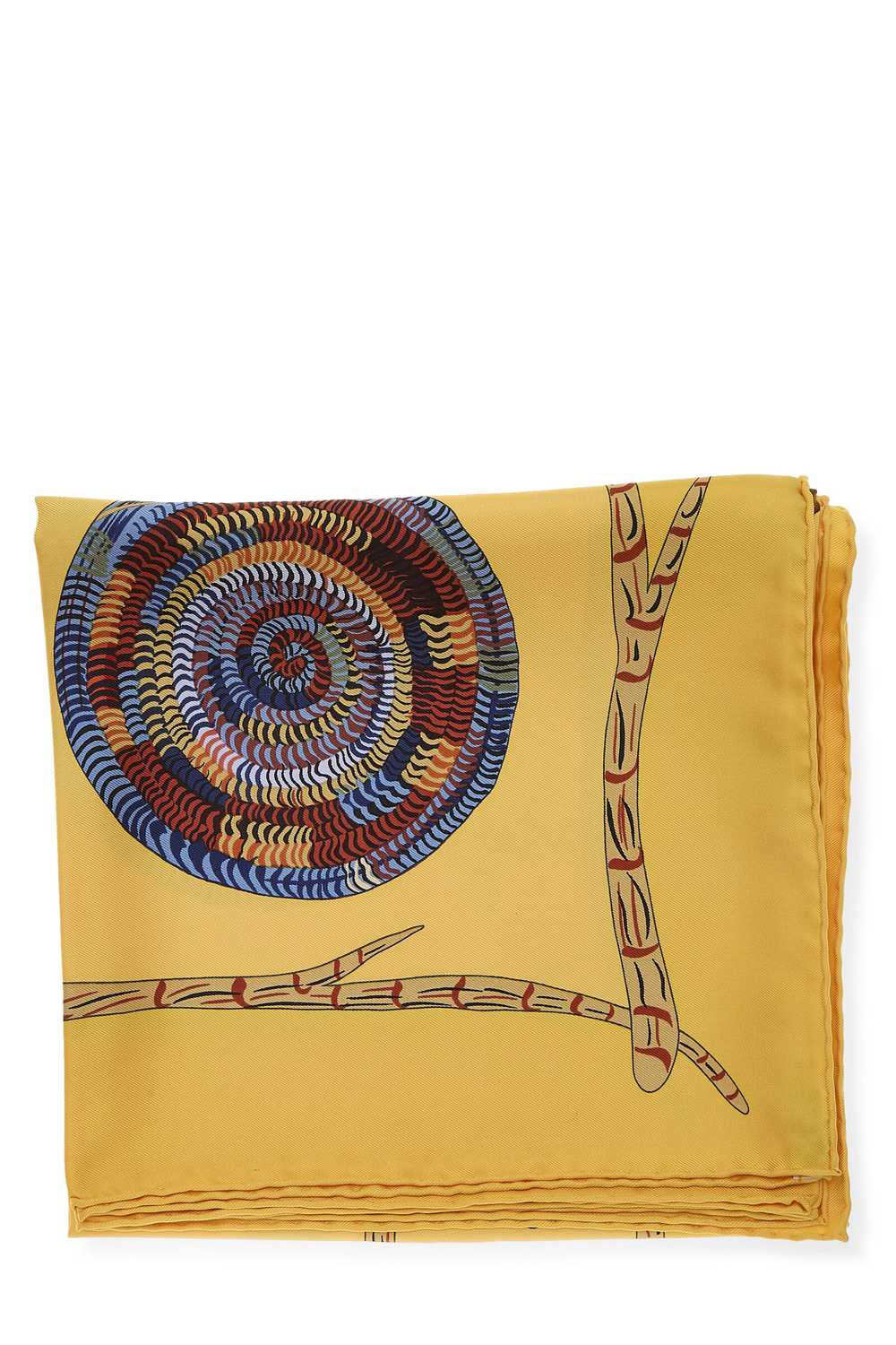 Yellow & Multicolor 'Magie Des Mains' Silk Scarf … - image 2