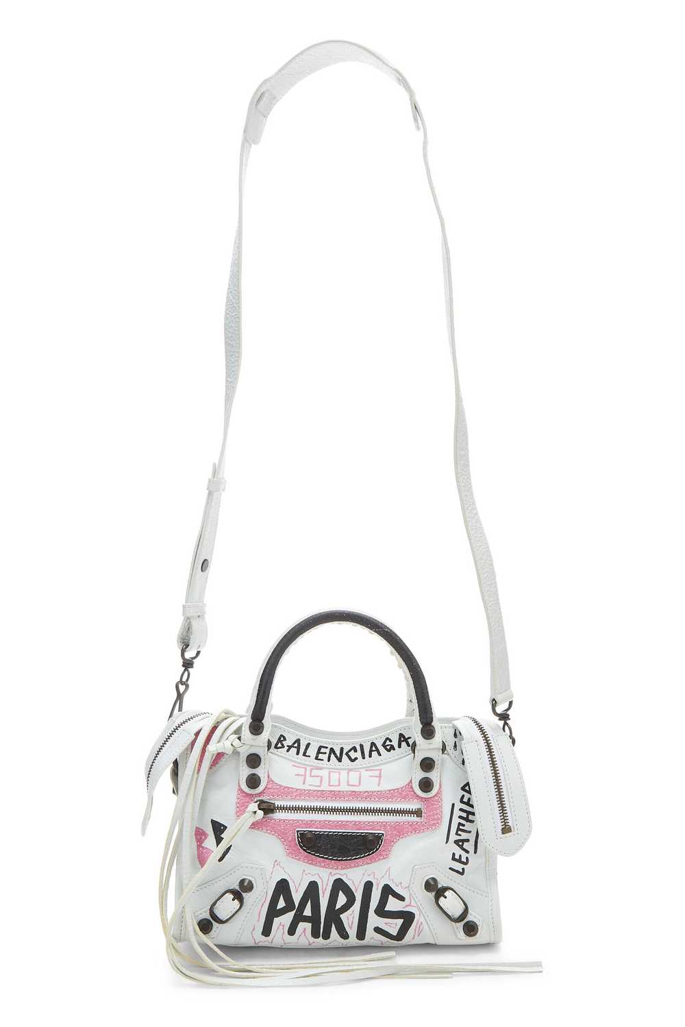 White Agneau Lambskin Graffiti Classic City Mini … - image 2