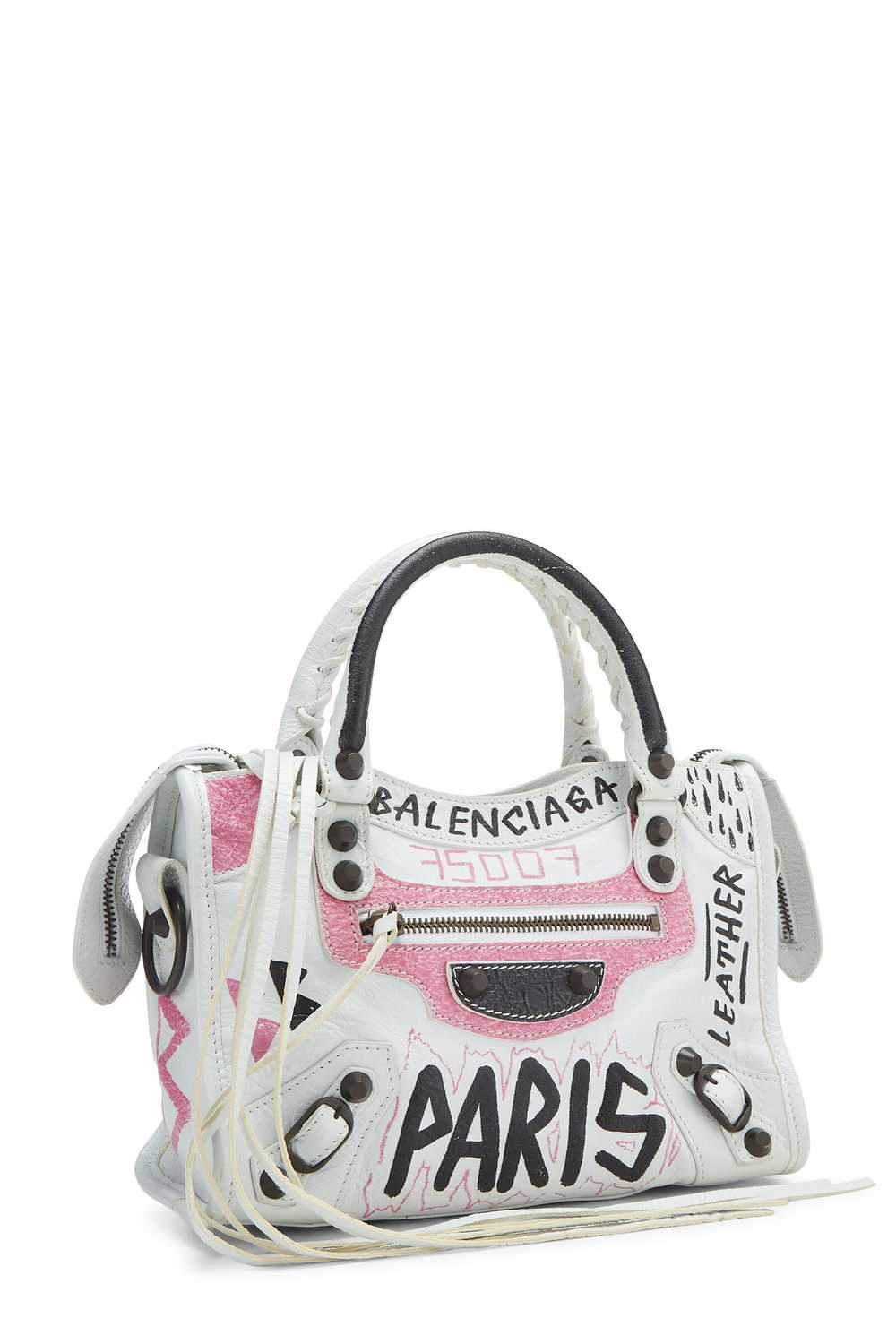 White Agneau Lambskin Graffiti Classic City Mini … - image 3