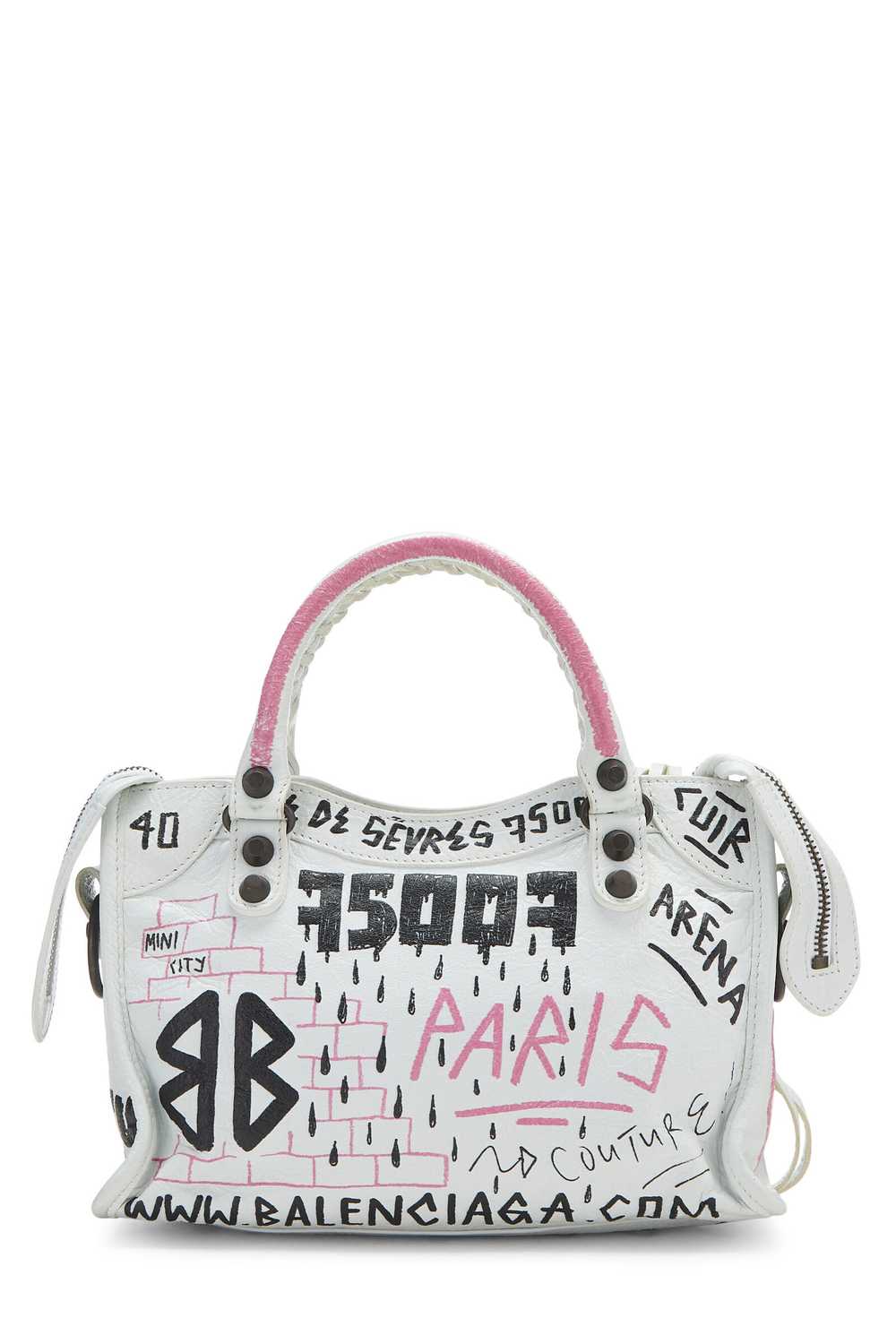 White Agneau Lambskin Graffiti Classic City Mini … - image 5