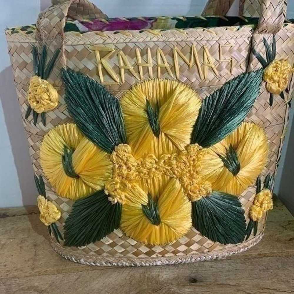 Vintage straw woven beach tote. Bahama handmade P… - image 2