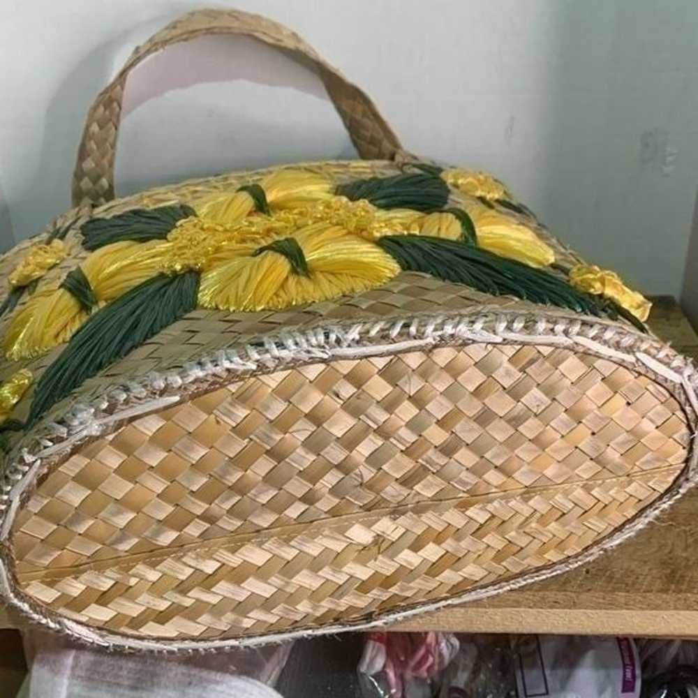 Vintage straw woven beach tote. Bahama handmade P… - image 3