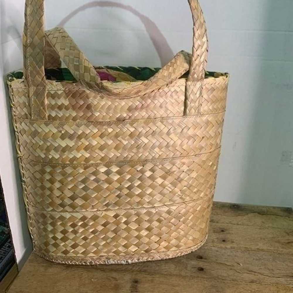 Vintage straw woven beach tote. Bahama handmade P… - image 4