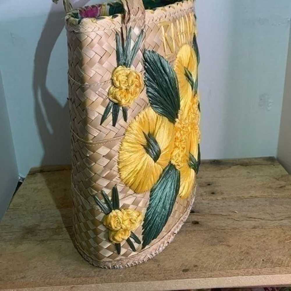 Vintage straw woven beach tote. Bahama handmade P… - image 8