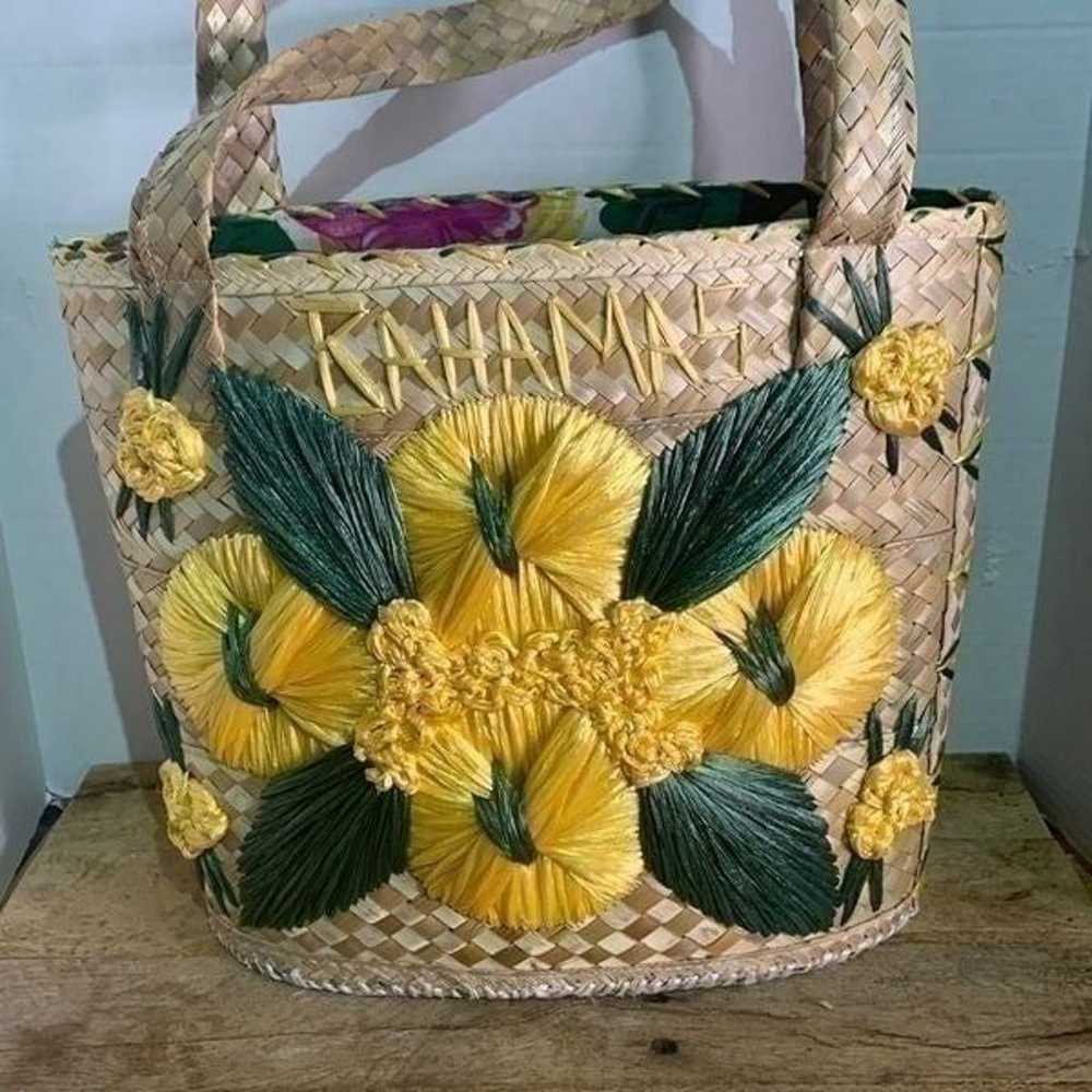 Vintage straw woven beach tote. Bahama handmade P… - image 9