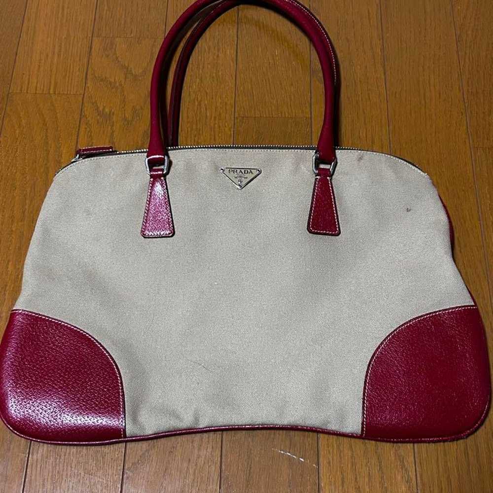 PRADA Beige Red Bag - image 1