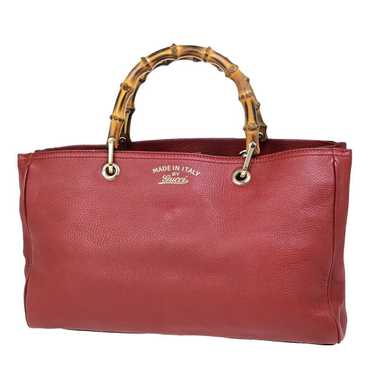 Gucci Bamboo Red Leather Handbag (Pre-Owned) - image 1