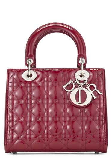 Red Cannage Patent Leather Lady Dior Medium Send i