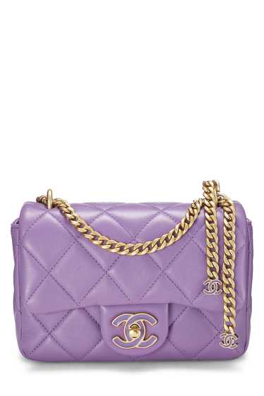 Purple Lambskin Pending CC Square Flap Mini Send … - image 1