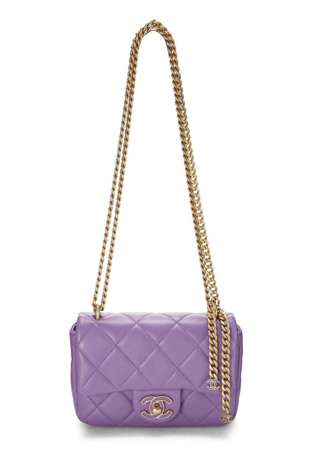 Purple Lambskin Pending CC Square Flap Mini Send … - image 2