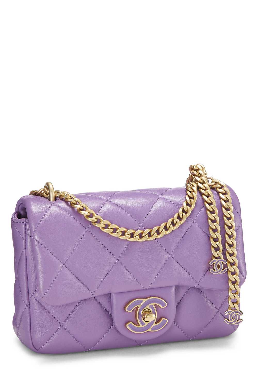 Purple Lambskin Pending CC Square Flap Mini Send … - image 3