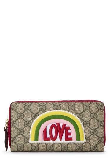 Red GG Supreme Canvas Love Zip Wallet Send in SMS 