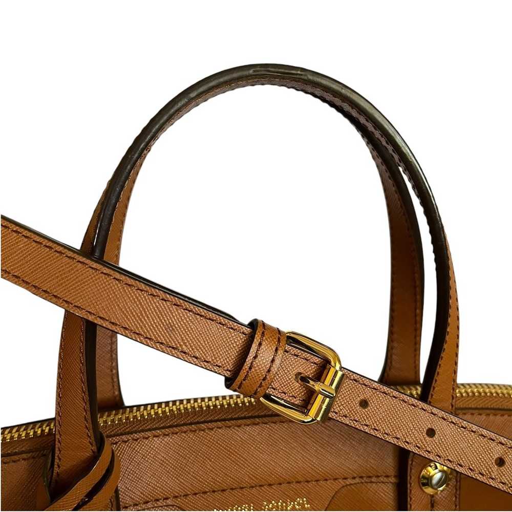 Henri Bendel West 57th Brown Saffiano Leather Sat… - image 10