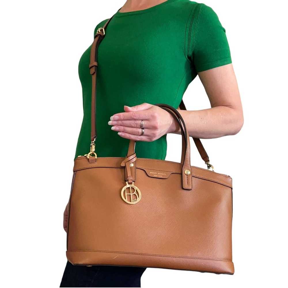 Henri Bendel West 57th Brown Saffiano Leather Sat… - image 2