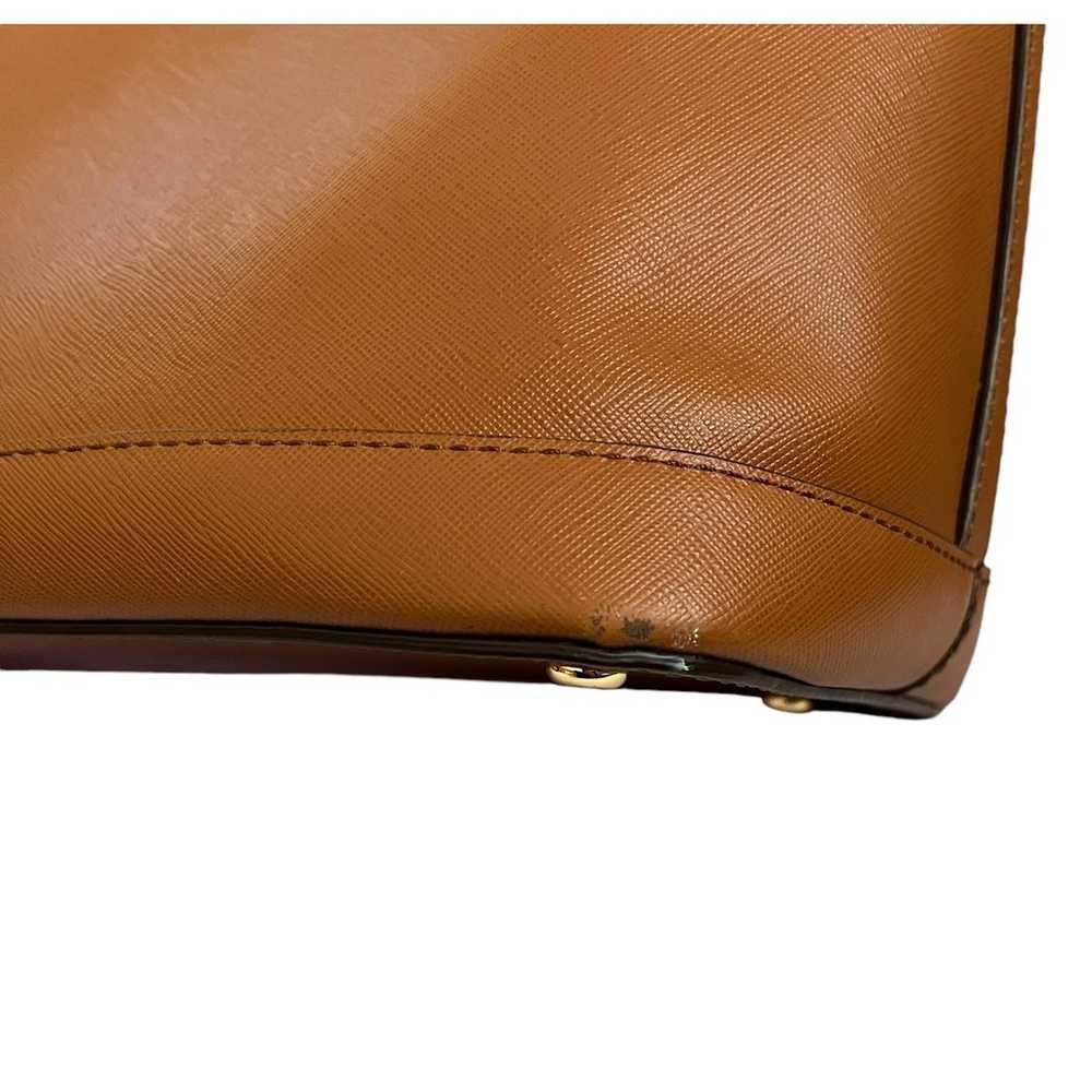 Henri Bendel West 57th Brown Saffiano Leather Sat… - image 9