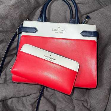 NWOT Kate Spade Satchel Purse and wallet Red and N