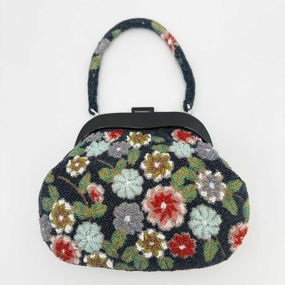 Beaded Bag, Kimono Bag, Frame Purse, Retro, Flora… - image 1