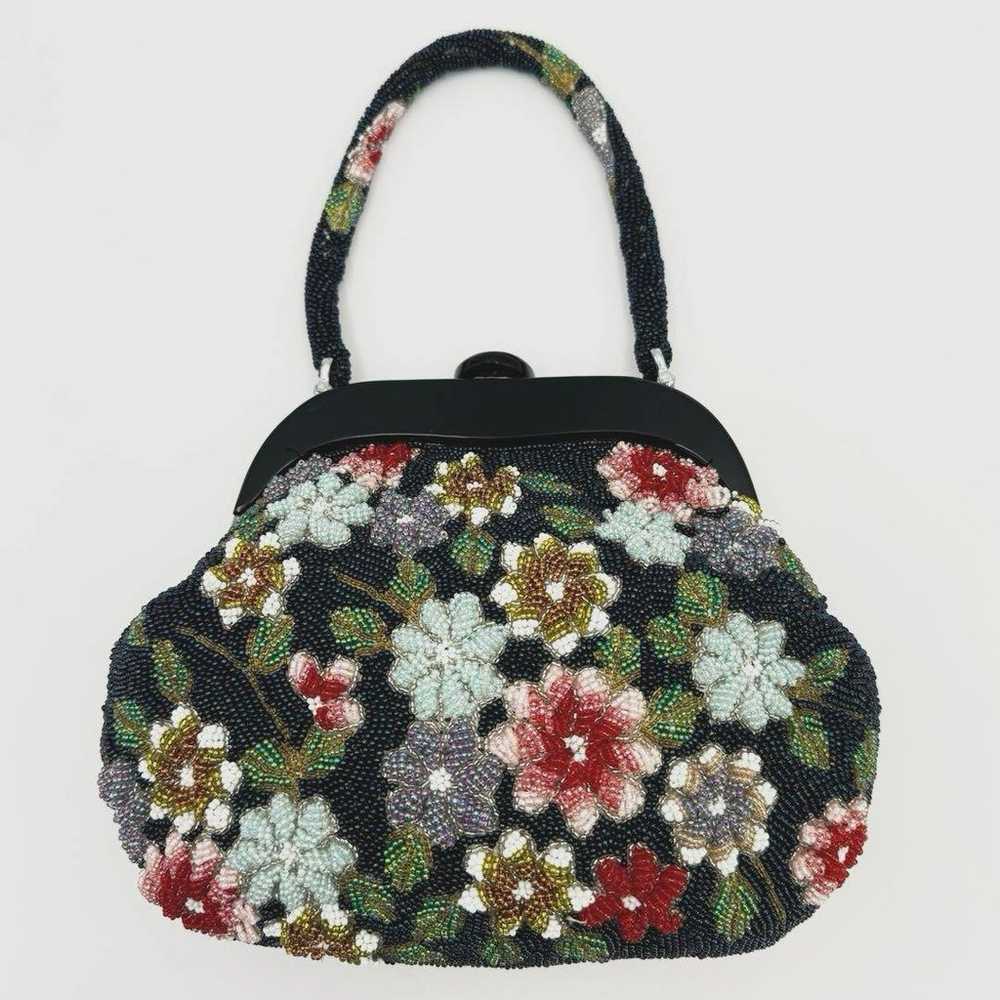 Beaded Bag, Kimono Bag, Frame Purse, Retro, Flora… - image 2