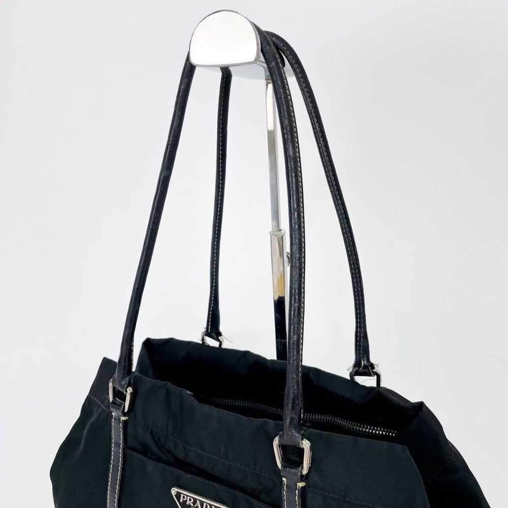 PRADA Tote Bag Handbag Triangle Logo Black White … - image 7