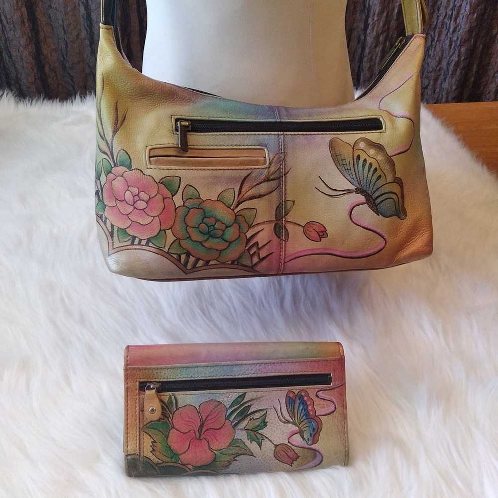 ANUSHKA Purse Hand painted Leather and ANUSCHKA W… - image 3