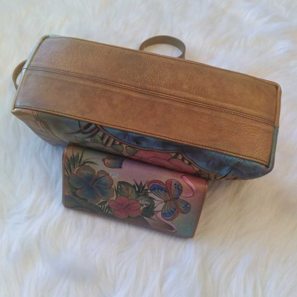 ANUSHKA Purse Hand painted Leather and ANUSCHKA W… - image 4