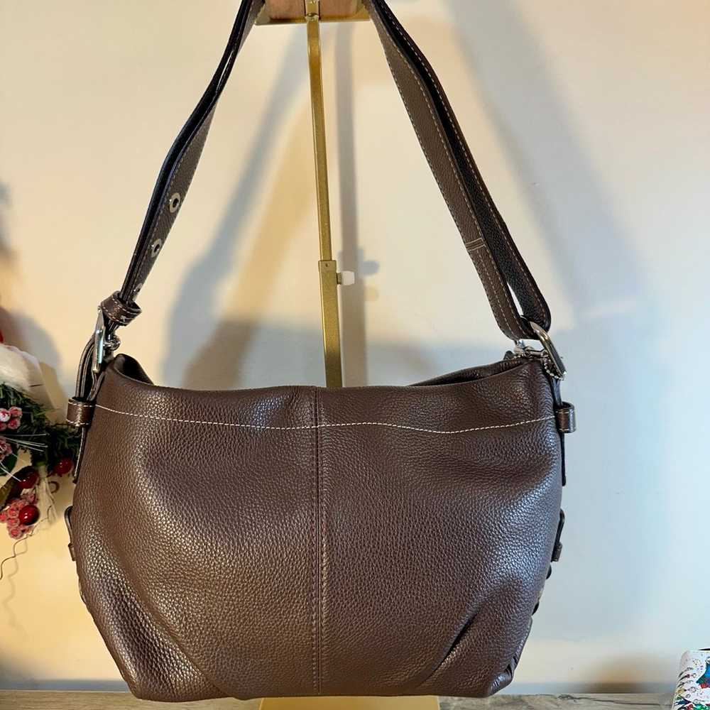 Coach brown leather east west purse shoulder bag - image 1