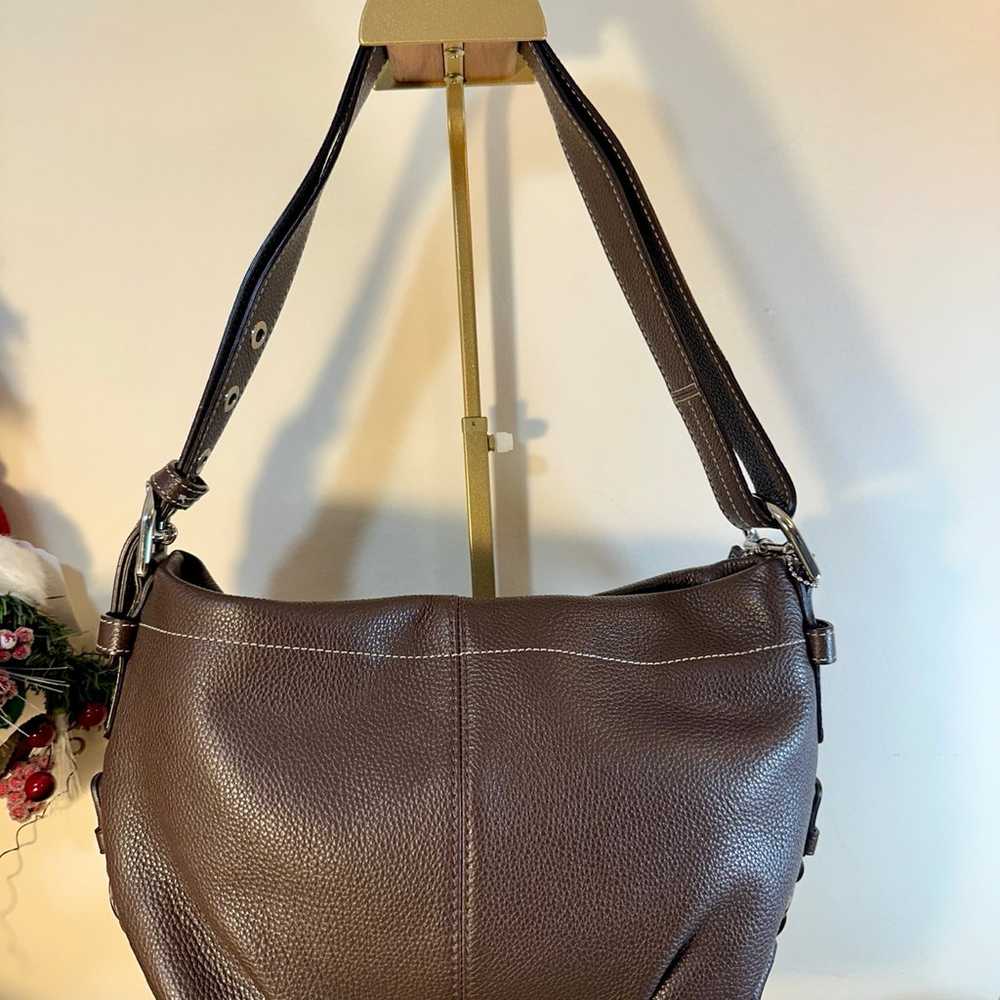 Coach brown leather east west purse shoulder bag - image 2