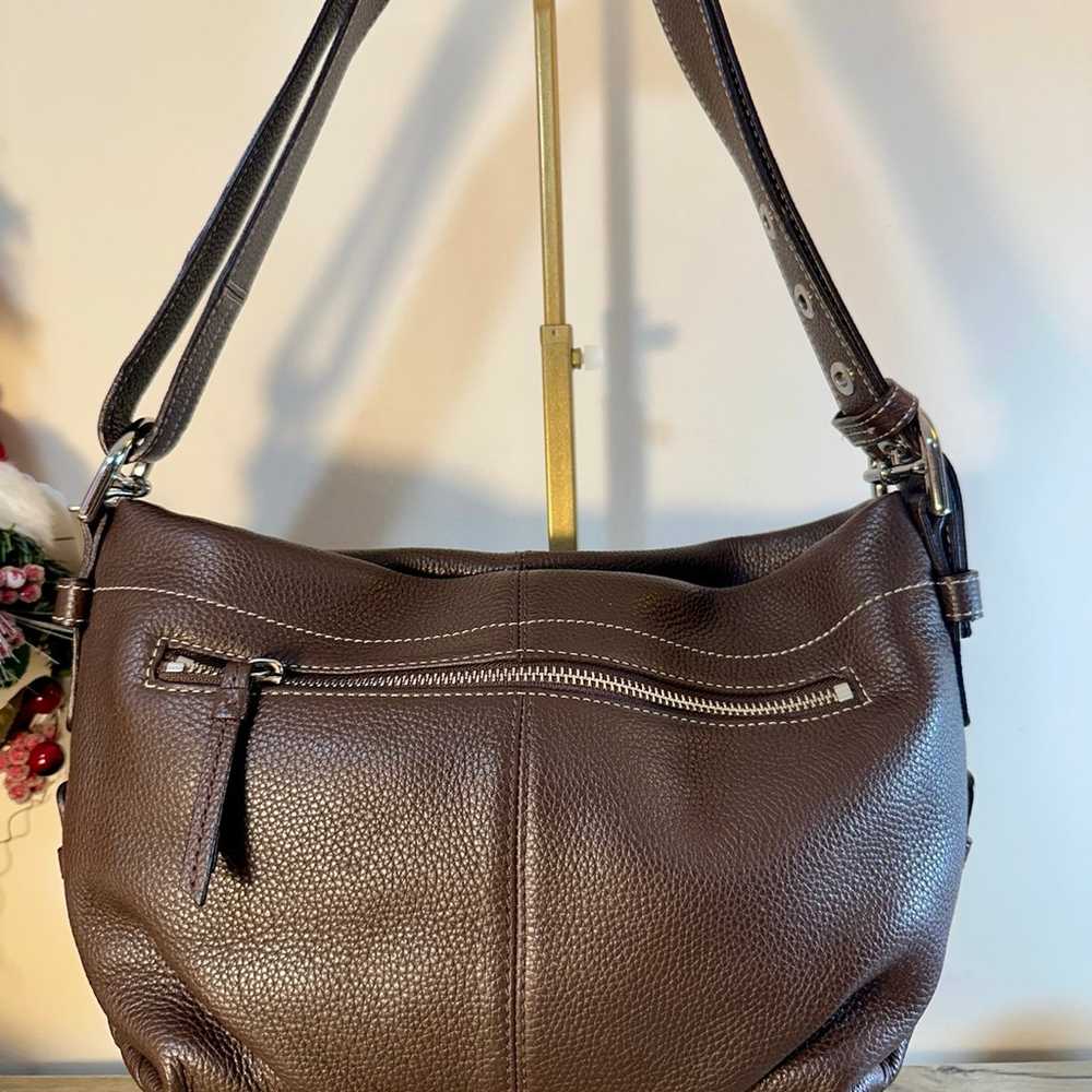 Coach brown leather east west purse shoulder bag - image 5