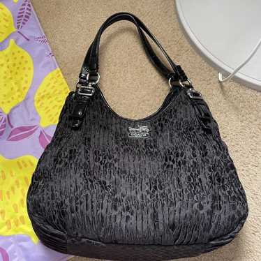 Coach Signature C Madison fashion Maggie Hobo Black Sateen Shoulder Bag