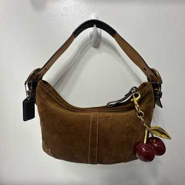 Y2K tan suede Coach Soho top Hazel hobo magnetic snap w/ dustbag tissue & box