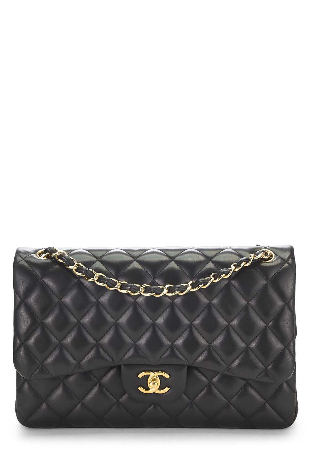 Black Quilted Lambskin New Classic Double Flap Ju… - image 1