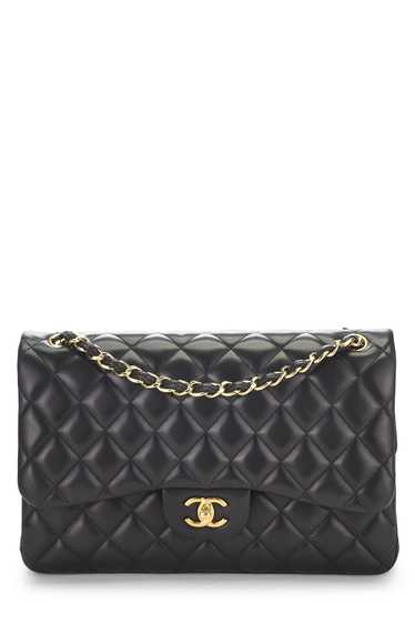 Black Quilted Lambskin New Classic Double Flap Ju… - image 1