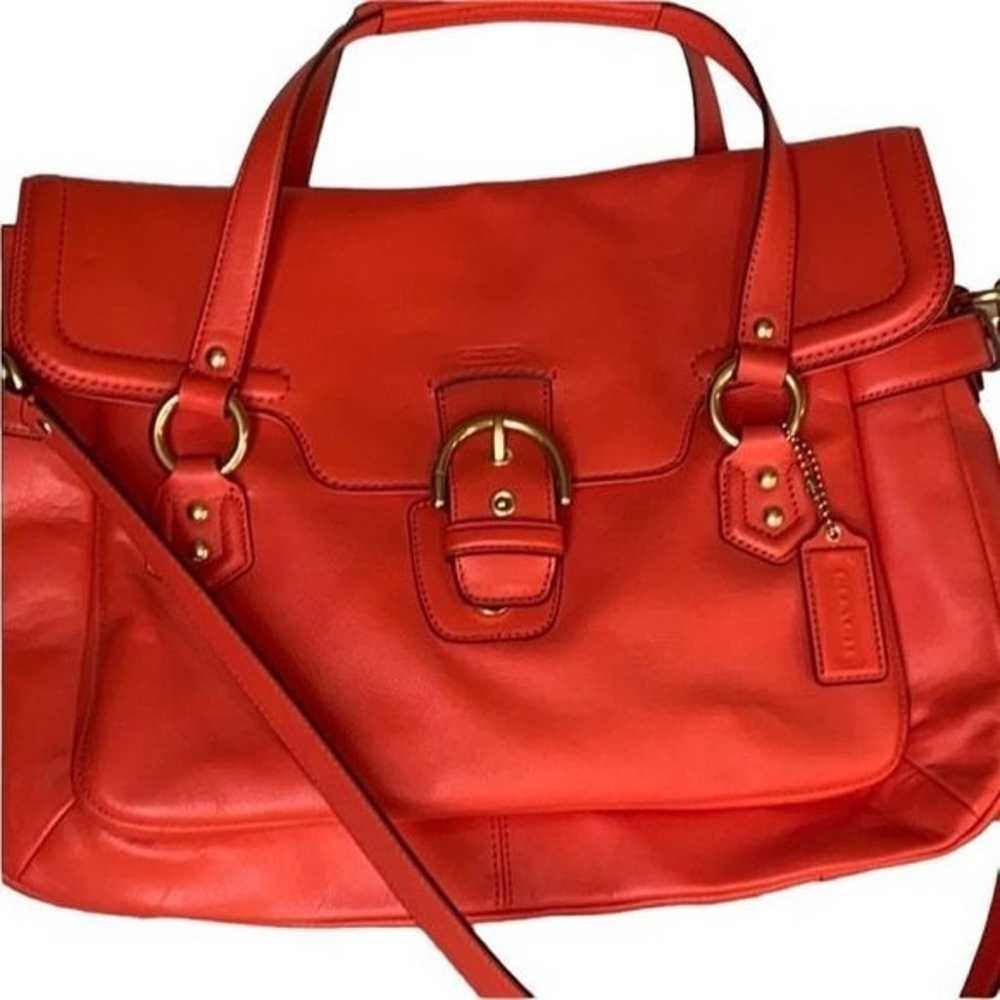 Coach Campbell orange Leather Eva Flap Satchel - image 12