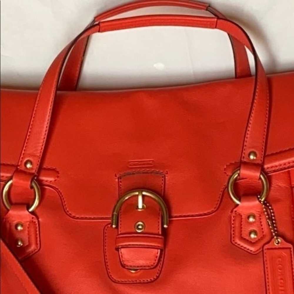 Coach Campbell orange Leather Eva Flap Satchel - image 2