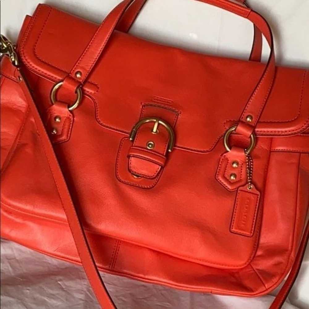 Coach Campbell orange Leather Eva Flap Satchel - image 3