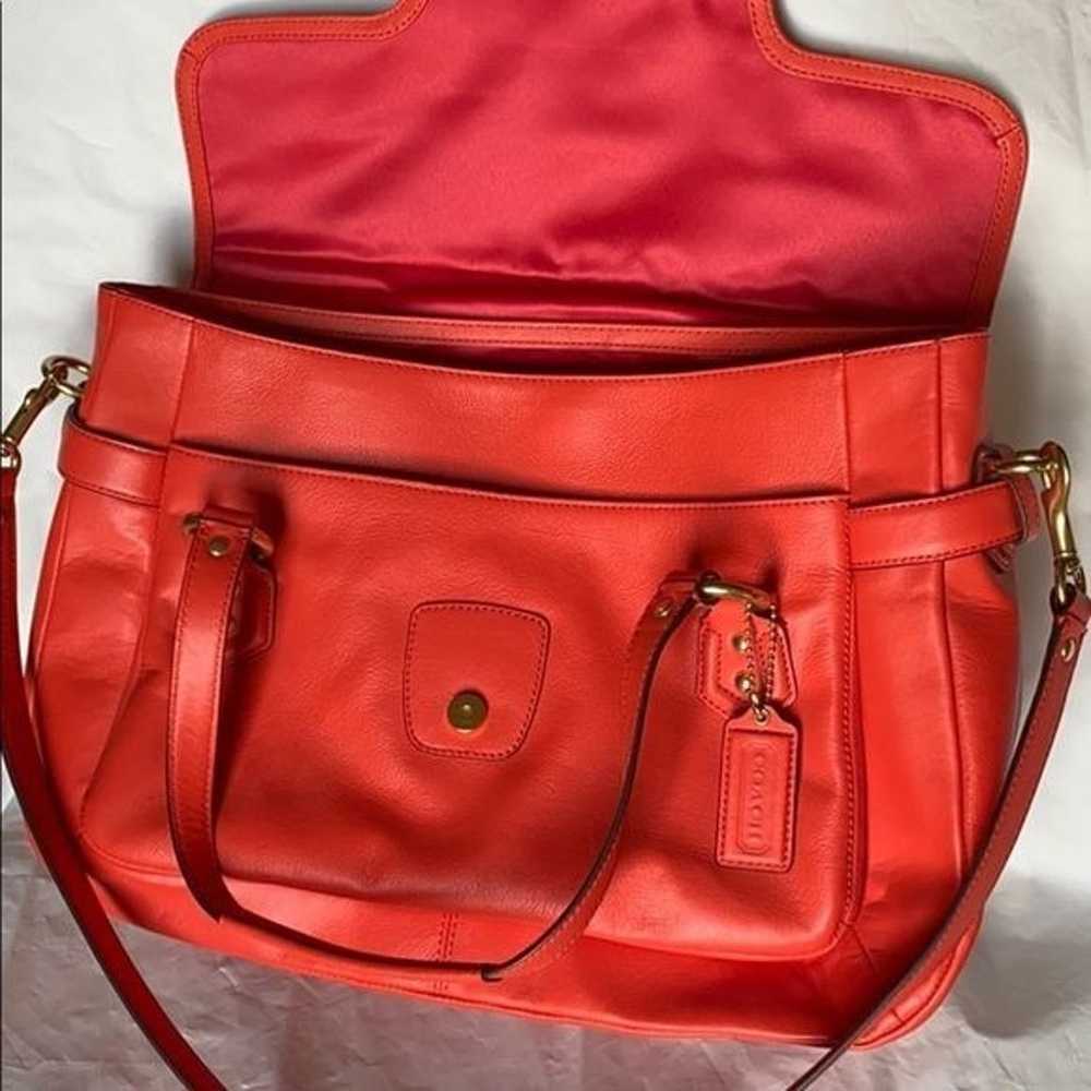 Coach Campbell orange Leather Eva Flap Satchel - image 9