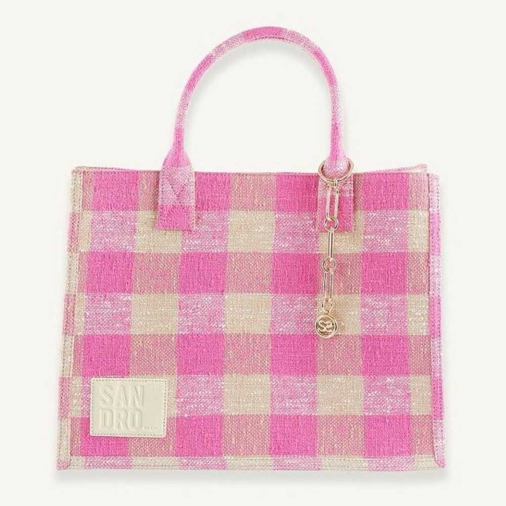 $450 SANDRO Kasbah gingham print cotton tote bag … - image 4