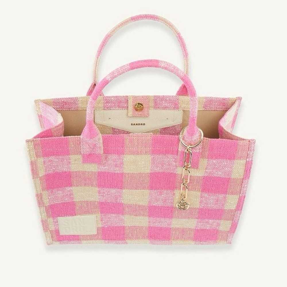 $450 SANDRO Kasbah gingham print cotton tote bag … - image 5