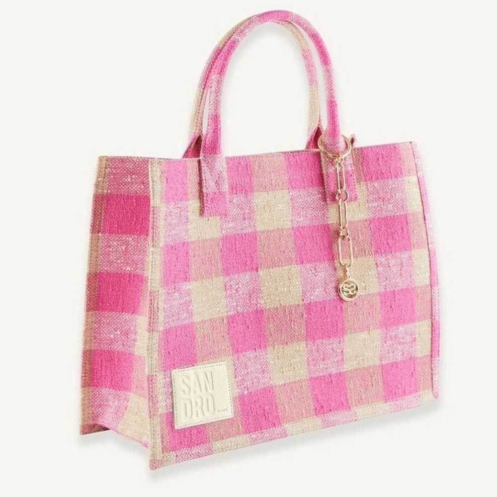 $450 SANDRO Kasbah gingham print cotton tote bag … - image 6