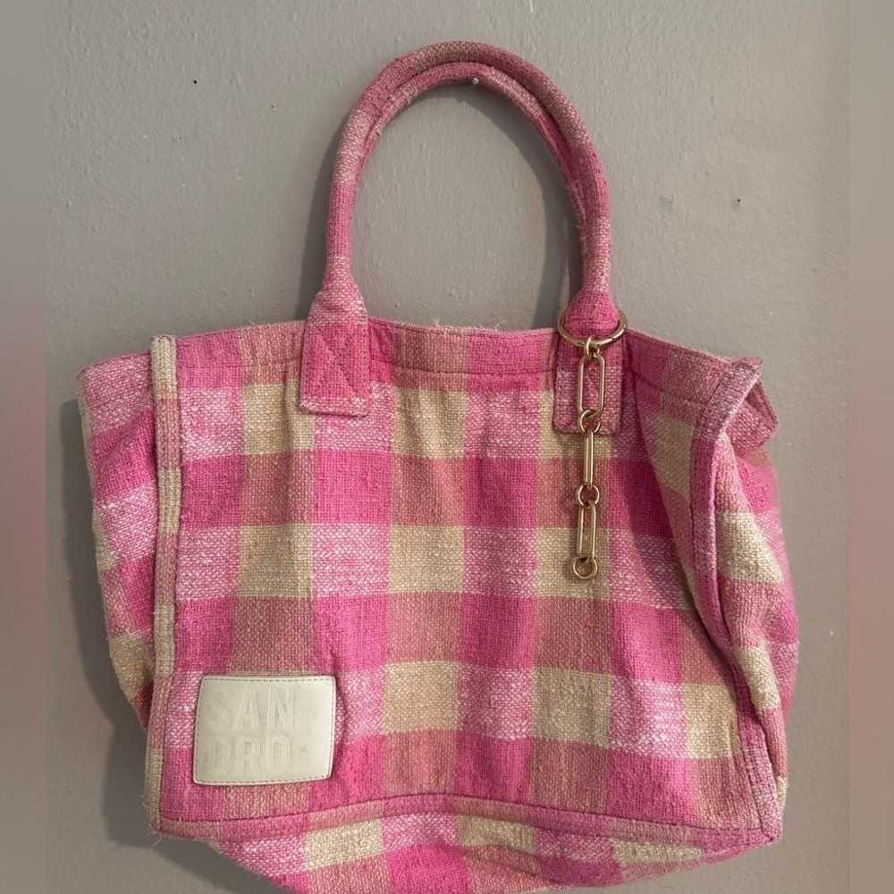 $450 SANDRO Kasbah gingham print cotton tote bag … - image 7