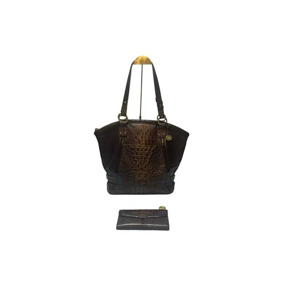 Brahmin DOREE MODERNA Brown Leather Croco Embosse… - image 2